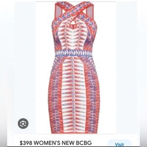 NWOT Never Worn BCBGMaxAzria multicolor bodycon cocktail dress Keyhole neckline